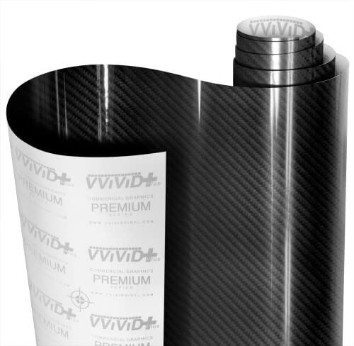 VViViD Super Gloss Black Carbon Fiber Tek Art 12 Inches x 60 Inches 5yr Outdoor/Interior Realistic Carbon Design Vinyl Wra...