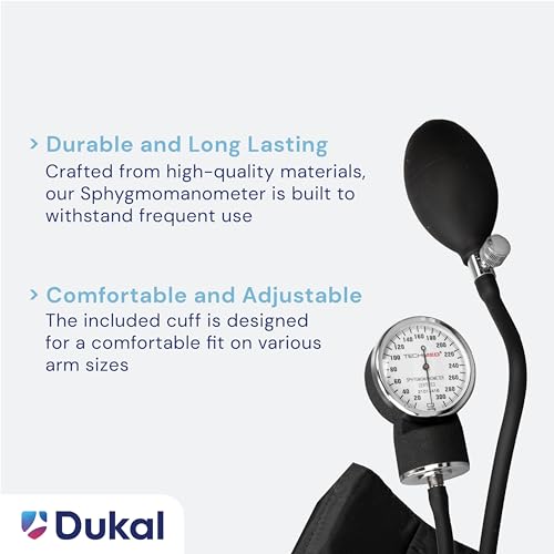 Tech-Med Standard Manual Blood Pressure Cuff | Precise Monitoring Blood Pressure Cuff Manual and Sphygmomanometer | Black Nylon BP Cuff Manual
