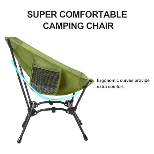 CAMEL CROWN Folding Camping Chair, Lightweight Portable Compact Lawn Chair with Side Pocket for Outdoor Travel Beach Picni...