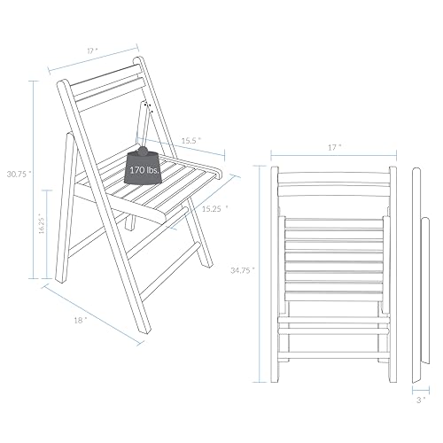 Casual Home Wooden Folding Chairs 2-Pcs Set - Natural