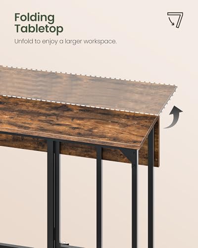 CHOEZON Bar Table and Stool Set, 39.4'' Folding Dining Table with 2 Stools, Industrial Style, for Restaurant, Living Room,...