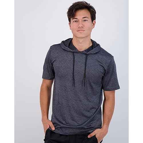 Real Essentials 3 Pack: Men's Dry Fit Short Sleeve Active Athletic Hoodie Pullover Sweatshirt (Available in Big & Tall)