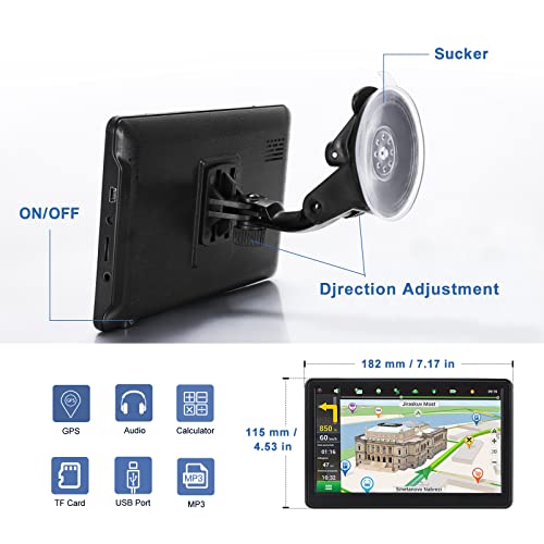 GPS Navigator for Car, 2026 Map 7 inch Touch Screen Car GPS 256-16GB,Voice Turn Direction Guidance, Support Speed and Red ...