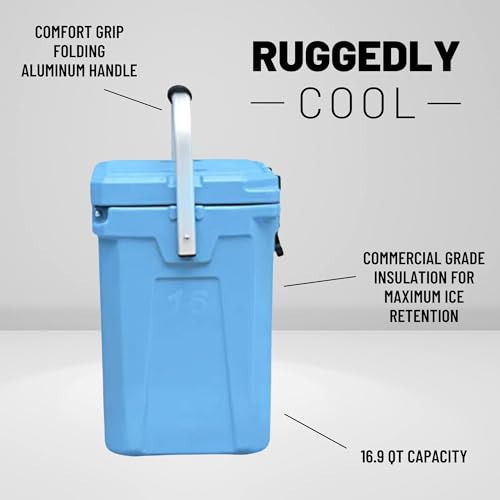 CAMP-ZERO 16L-16.9 Quart Portable Hard Cooler with Divider, Perfect for Drinks, Wine Bottles, Lunch, Beach, Picnics, Boati...