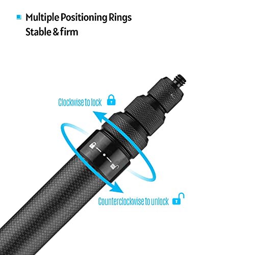 Andoer Adjustable Extension Pole, Carbon Fiber Selfie Stick 1.5m with 1/4" Screw for Insta360 One X/X2/R Panoramic Camera ...