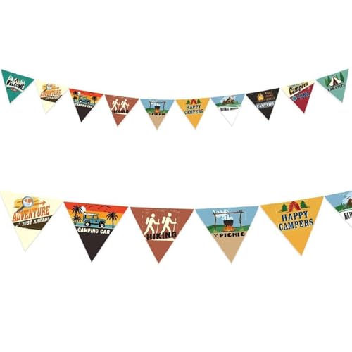 Pennant Banners, 3 Meters Colorful Triangle Bunting Flag Fabric Pennant Garland Bunting String Flag for Outdoor Travel Cam...