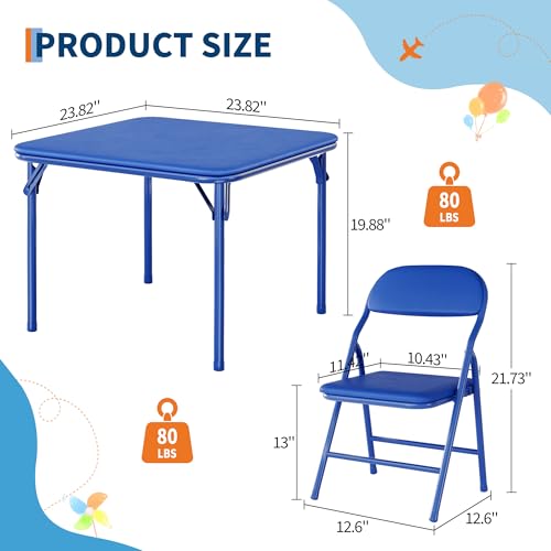 GarveeHome 3-Piece Kids Folding Table and Chairs Set, Toddlers Children's Activity Table and Chairs Set for Dining Room,Da...