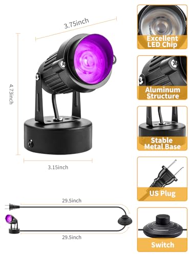 ZUCKEO 10W LED Spot Lights Indoor RGBW Color Changing Uplighting Indoor with Remote, 120V Christmas Spotlight Up Lights Pl...