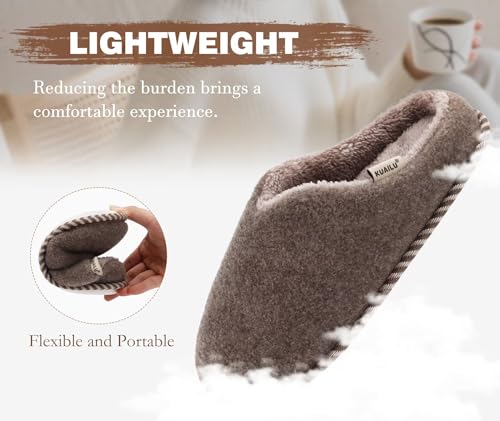 KuaiLu Womens Supportive Memory Foam Slippers Felt Fuzzy Lined Heel Cushion Lightweight House Shoes for Indoor Outdoor