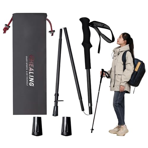 Ultralight Carbon Fibre Hiking Poles, 2-Piece Set, Collapsible Hiking Poles with Moisture Transferring Handle, Storage Bag...