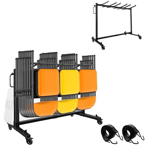 koretech Folding Chair Rack for 48 Chairs or 12 Tables, Folding Chair Cart with Wheels Heavy Duty, Chair Storage Dolly for...