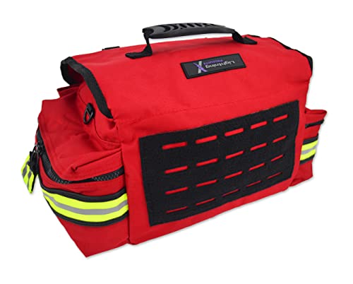 Lightning X Small First Responder EMT EMS Trauma Bag Stocked First Aid Fill Kit B (Red)