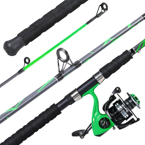 Sougayilang Progressive Glass Fishing Rods Combo with Spinning Reel Strong 100% Phenolic Glass Blanks 2Pcs Pole-7'0" with ...