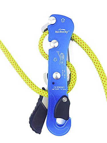 Ito Rocky Climbing Stop Descender Rappelling Anti-Panic Belay Devices for 9-12mm Rope Rescue Equipment Hand Controls Desin...