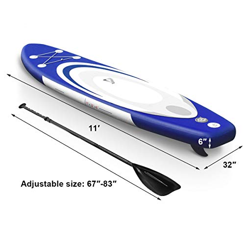 GOFLAME 11' Inflatable Stand up Paddle Board Adjustable Paddle, Leash, Pump and Backpack,Surfboard SUP Board with Pump Rep...