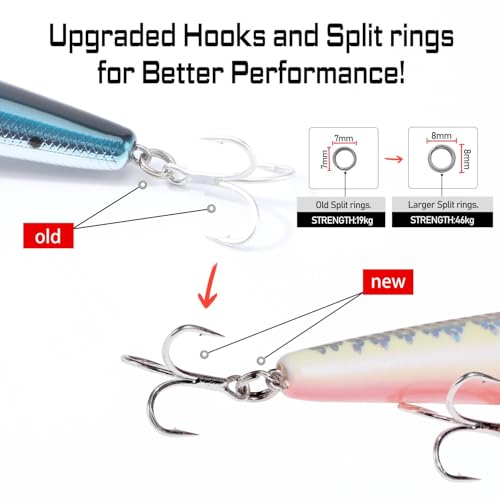 LITTMA California Surf Fishing Lures Saltwater Jerkbait Crankbait Surf Minnow 110 - Metallic Sardine Super Glow & Pearl Pi...