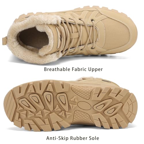 FLARUT Mens Snow Boots Insulated Fur Liner Winter Warm Hiking Shoes Walking Sneaker