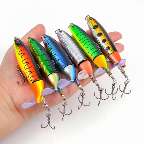 Fishing Lure for Bass, Top Water Fishing Lures with Floating Rotating, Unique Topwater Fishing Lure, Top Water Lures with ...