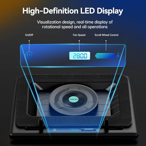 llano V12 Laptop Cooling Pad, Gaming Laptop Cooler Stand with 5.5inch Powerful Turbo Fan, Adjustable Speed, Touch Control,...