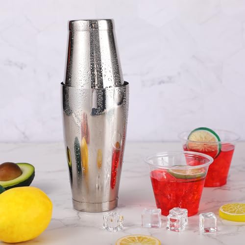Zhehao 24 Pcs Silver Cocktail Shaker Professional Bar Boston Shaker Set Stainless Steel Martini Shake Drink Mixer Basic To...