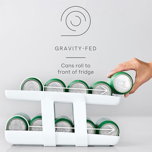 YouCopia RollDown Can Dispenser, Space-Saving Rolling Dispenser and Organizer for Refrigerator Storage, White