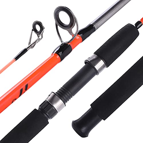 Sougayilang Fishing Rod, 2-Piece Composite Graphite & Glass Blanks Saltwater Trolling Rod Offshore Surf Fishing Pole with ...