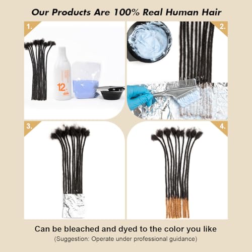 18 inch 40 Strands Loc Extensions Human Hair, Real 0.6cm Width Human Hair Dreads Extensions for Man/Women Full Handmade Dreadlocks Can be Dyed(1b)