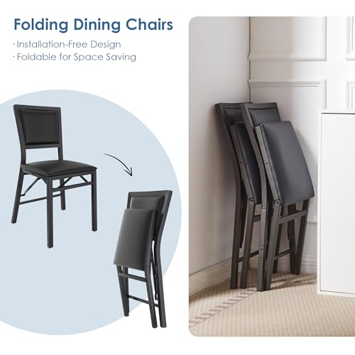 VECELO 4 Pack Folding Chairs with Cushion, Foldable Padded Seats with Heavy Duty Metal Frame for Kitchen/Dining/Living Roo...