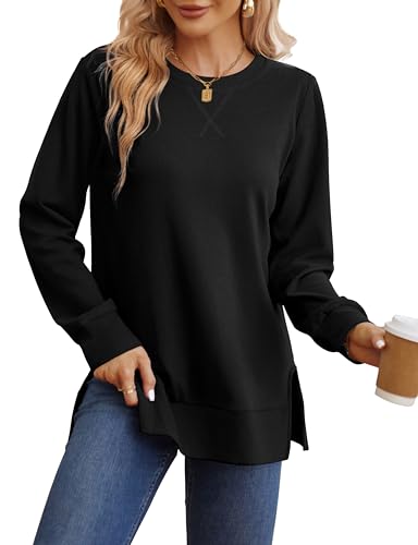 Sweatshirt for women Side Split Fall Fashion 2025 Long Sleeve Shirts Trending Now