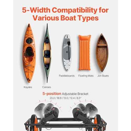 VEVOR 300lbs Kayak Cart, All-Terrain Super Duty Trolley Cart, Canoe Cart Dolly with 15-inch No-Flat Solid Rubber Tires and Kickstand, Quickly Assembles & Disassembles, for Kayaks, Canoes, Paddleboards