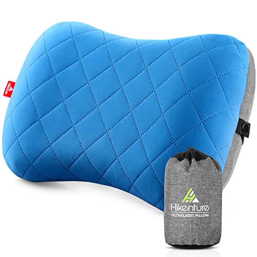 Hikenture Camping Pillow with Removable Cover - Ultralight Inflatable Pillow for Neck Lumbar Support - Upgrade Backpacking...