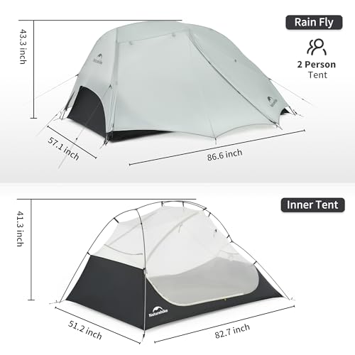 Naturehike Star River UL 2 Person Backpacking Tent, Double Layer Waterproof Two Person Tents, Lightweight Backpacking Cycl...