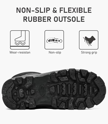 GoodValue Mens Waterproof Snow Winter Duck Boots Insulated Warm Fur Lined Non Slip Rubber Hiking Work Boots Casual Outdoor