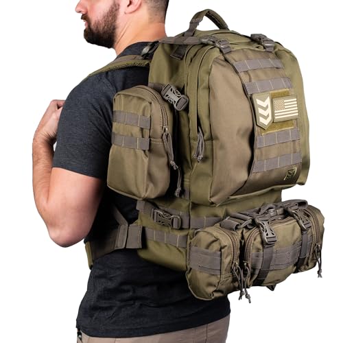 3VGEAR Paratus 3-Day Tactical Backpack, 40L - MOLLE Military Backpack with Rapid Deployment Pack, Pouches, Laptop Sleeve