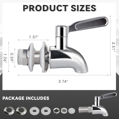 TMOK 2 PCS Beverage Replacement Spigots Beverage Dispenser Spigot Replacement Stainless Steel Spigot for Glass Jar & Drink...