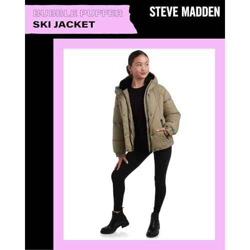 Steve Madden Girls' Winter Coat - Heavyweight Quilted Bubble Puffer Parka Ski Jacket with Faux Fur Lined Hood (Size: 4-16)