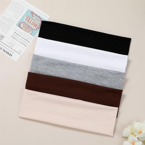 JCKHXG 5Pcs Headbands for Women Non Slip, 5 Colors Head Bands for Women's Hair. Soft Cotton Cloth Stretchy Thick Headbands...