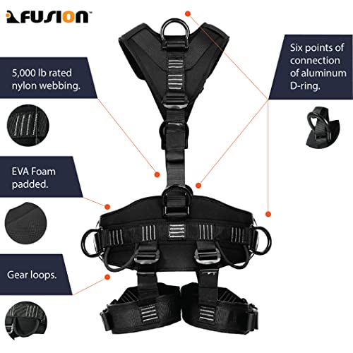 Fusion Tac Rescue Tactical Full Body Eva Padded Heavy Duty Adjustable Zipline Harness 23kn