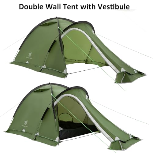 Geertop Portable 2 Person 4 Season Tent Waterproof Backpacking Tent Double Layer All Weather for Camping Hiking Travel Cli...