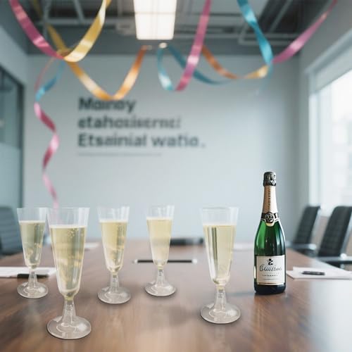 GQYJENTLX Champagne Flutes Plastic,25 Pack Disposable Champagne Glasses,Clear Stemless Shot Cocktail Martini Wine Glasses,...