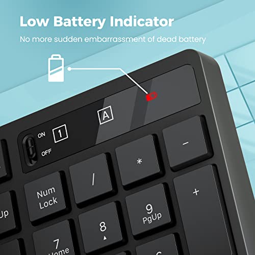 Wireless Keyboard and Mouse Combo, Lovaky 2.4G Full-Sized Ergonomic Keyboard Mouse, 3 DPI Adjustable Cordless USB Keyboard...