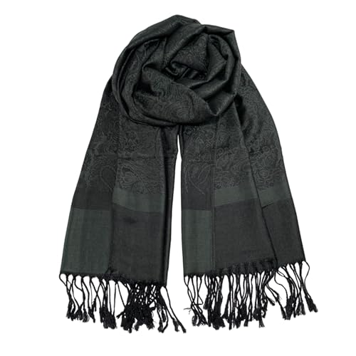 Wendyfull Pashmina Shawls and Wraps w/Fringe Two Tone Vintage Jacquard Paisley Rave Scarf for Weddings Festival
