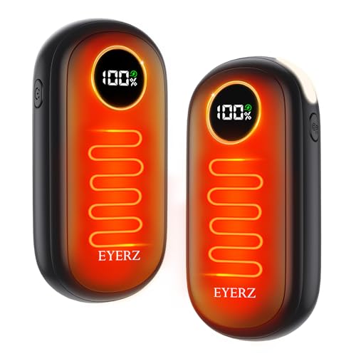 Rechargeable Hand Warmers, Dual-Sided Electric Hand Warmers with LED Display & Flashlight, 4 Levels Fast Heat, Portable Ha...