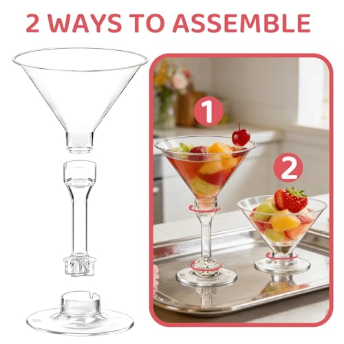 DZJHPGZD 40 PCS Disposable Martini Glasses for Parties 5oz Martini Tall Cup,Plastic Martini Glasses Disposable,Tall Martin...