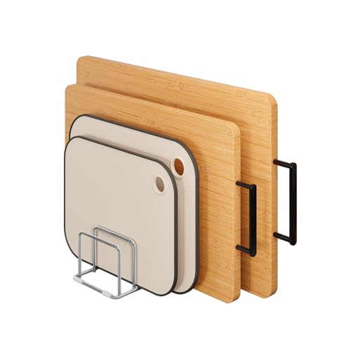 Cutting Board Organizer Stand Holder - 304 Stainless Steel Chopping Board Rack, Pot Pan Lid Holder, Kitchen Shelf for Bake...