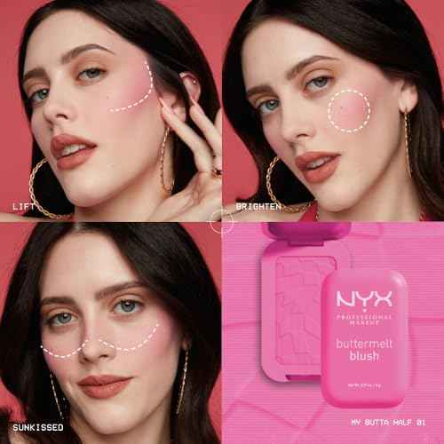 NYX PROFESSIONAL MAKEUP Buttermelt Powder Blush, Fade and Transfer-Resistant Blush, Up to 12HR Make Up Wear, Vegan Formula - Back And Butta