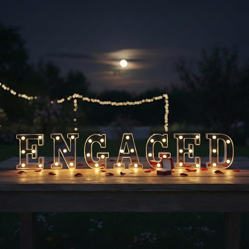 U2KEERE Engaged LED Light up Letter - Mirror Surface Marquee Letter Neon Light Sign for Engagement Wedding Bridal Shower P...