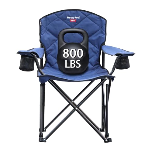 SUNNYFEEL XXL Oversized Camping Chair Heavy Duty 800 LBS for Big Tall People Padded Portable Folding Quad Lawn Chairs with...
