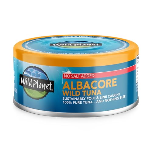 Wild Planet Wild Albacore Tuna, No Salt Added, Canned Tuna, Sustainably Wild-Caught, Non-GMO, Kosher 5 Ounce (Pack of 12),...