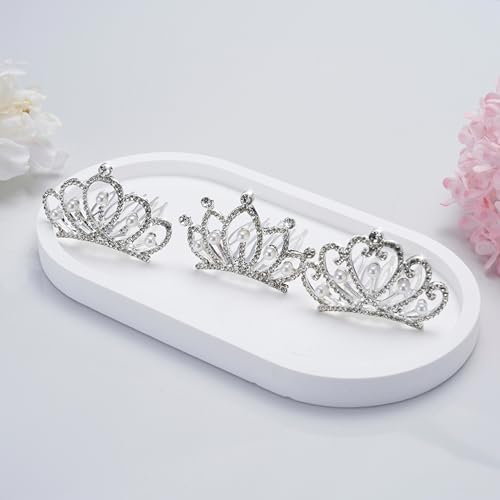 JINYEAH Mini Crowns Pearl Tiaras Mini Tiara Headband Rhinestone Princess Hair Accessories Tiny Crown Hair Clip Small Tiara...